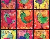 Birds of a Feather 8 x 10 mixed media print by artist June Pfaff Daley