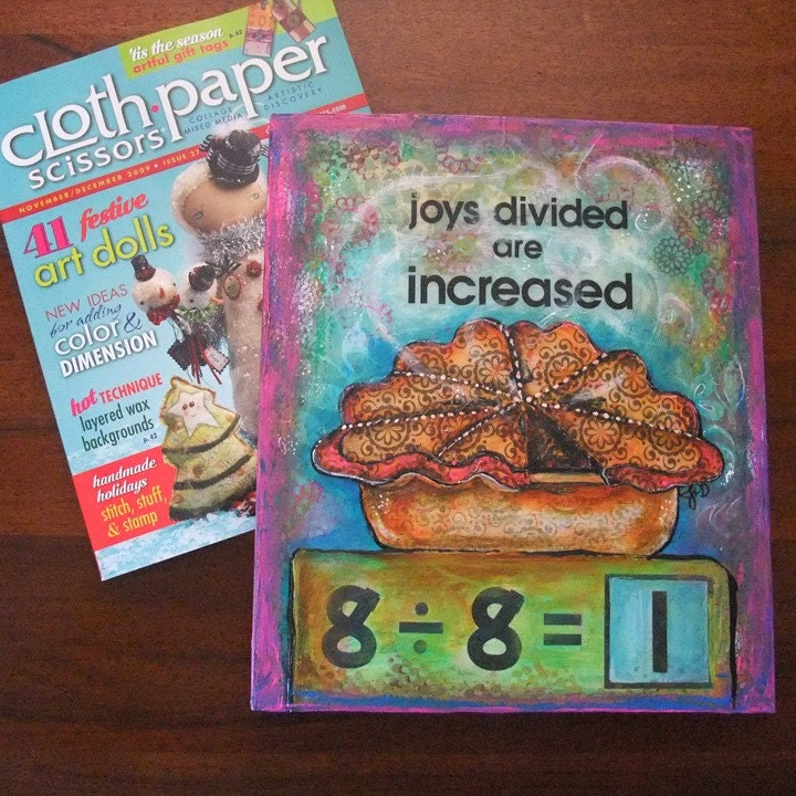 ORIGINAL ART Joys Divided are Increased mixed media painting by June Pfaff Daley
