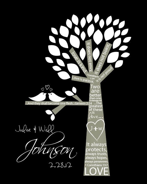 Personalized wedding scripture print. 8 by 10 print.
