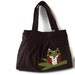 Brown Corduroy Owl Purse with Polka Dot Interior