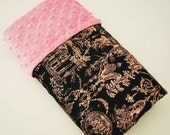 GORGEOUS NEW BLANKET.... Black and Pink  toile satin print  with pink minky dimples...... Elegant baby shower gift