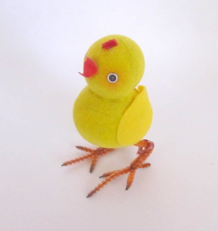 Vintage Flocked Chick Easter Decoration Made in Japan