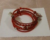 Bible, Cross, Butterflies, Red Awareness,Beaded Memory Wire Bracelet