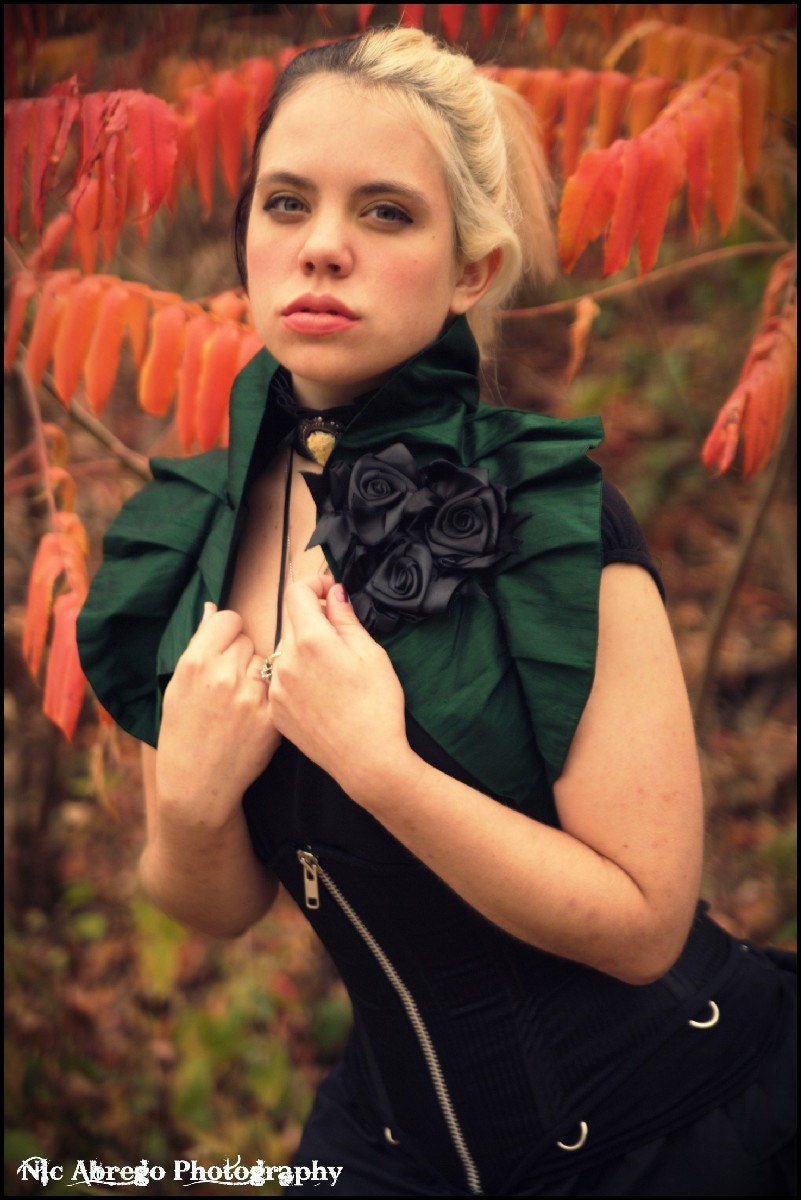 green silk shrug