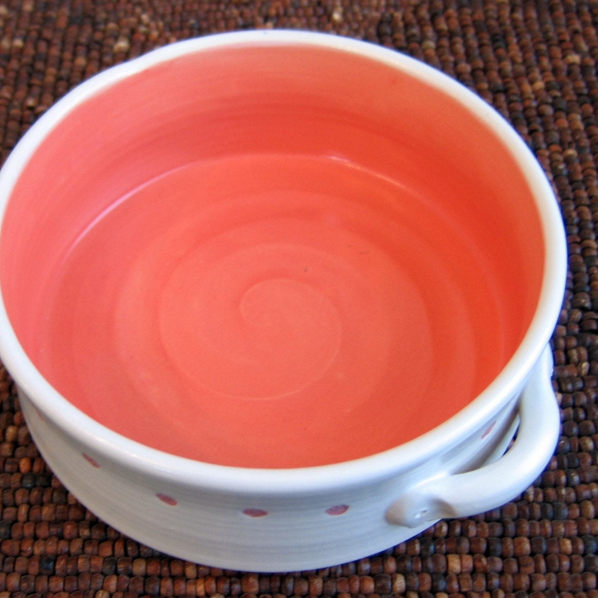 Polka Dot Coral Brie Baker