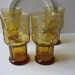 Vintage Large Retro Libbey Amber Country Garden Daisy Glasses Set of Four