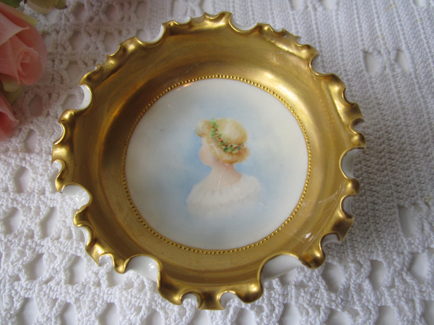 Pretty Handpainted Porcelain Trinket Dish