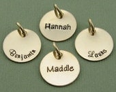 Small Single Charm Name Pendant  - Custom Hand Stamped 14K Gold Fill Personalized with Custom Fonts