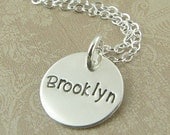 Custom Name Pendant Necklace -Custom Hand Stamped Sterling Silver - Personalized with Custom Fonts