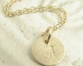 Personalized Custom Initial Pendant Necklace - Brushed Gold - Your Choice of Initial - Unblackened