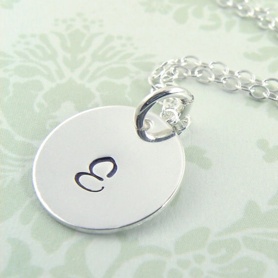 Initial Pendant Necklace Sterling Silver - Single Initial - Personalized Fashion Jewelry - 1/2" Disc