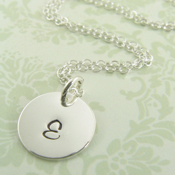 Initial Pendant Necklace Sterling Silver - Single Initial - Personalized Fashion Jewelry - 1/2" Disc