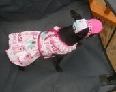 POSH POOCH Harness Dress - CUTE Puppy fabric - 2 to 15 lb dogs- made to order - Hat avail