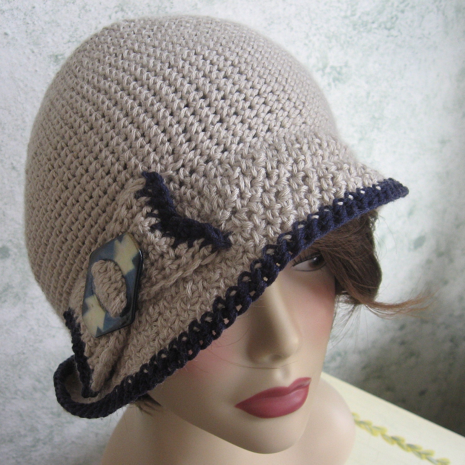 Crochet Pattern Womens FLAPPER HAT With Bow Trim PDF May Resell Finished
