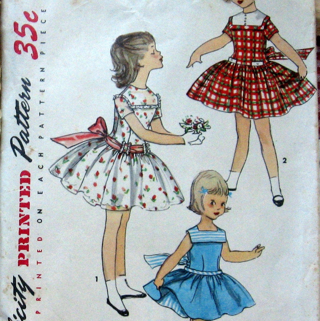 1950s Vintage Girls Dress Pattern With Petticoat By Kalliedesigns