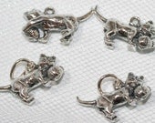Kitty with Ball of Yarn Solid Sterling Silver Charm