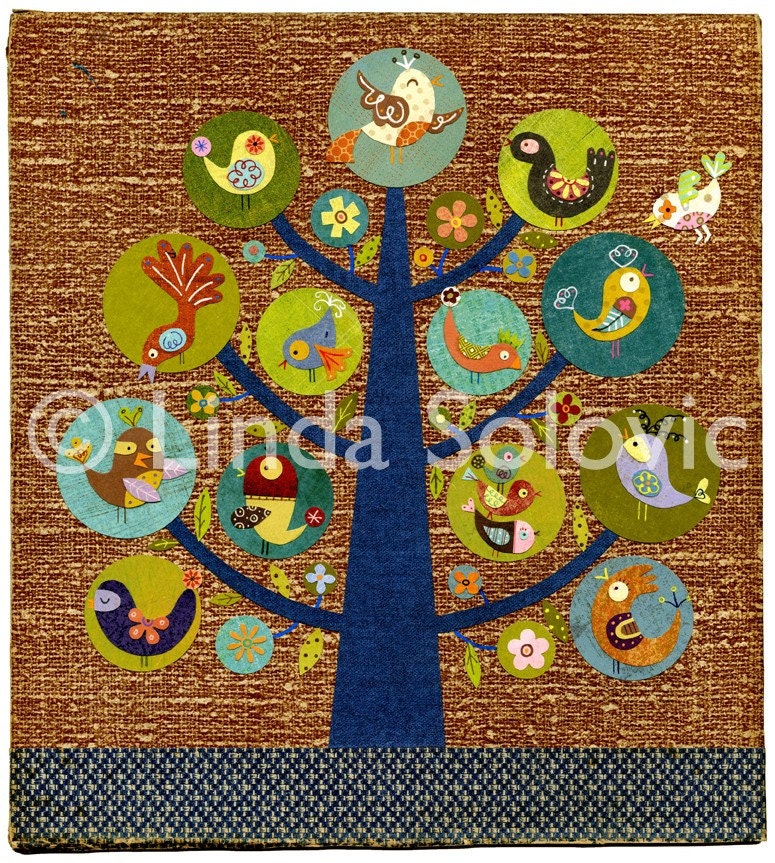 Gossip Tree Bird Print 8.5 x 11