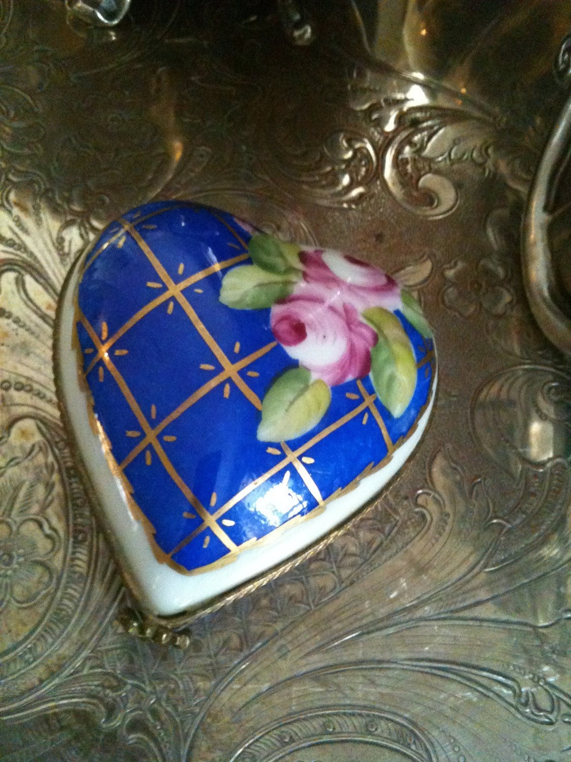 vintage limoges trinket box - heart shaped