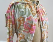 vintage 80s KENNETH JAY LANE Floral Swimsuit Cover Up Jacket with a great big Hood