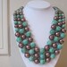 60s Chunky Turquoise and Raku Multi Strand Beaded Cocktail Necklace, stamped Germany