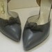1950's Gray Suede and Leather Pin Up d'Orsay Pumps 8.5