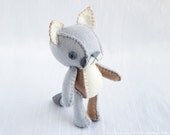 Gray Fox Plush Art Doll, Silky