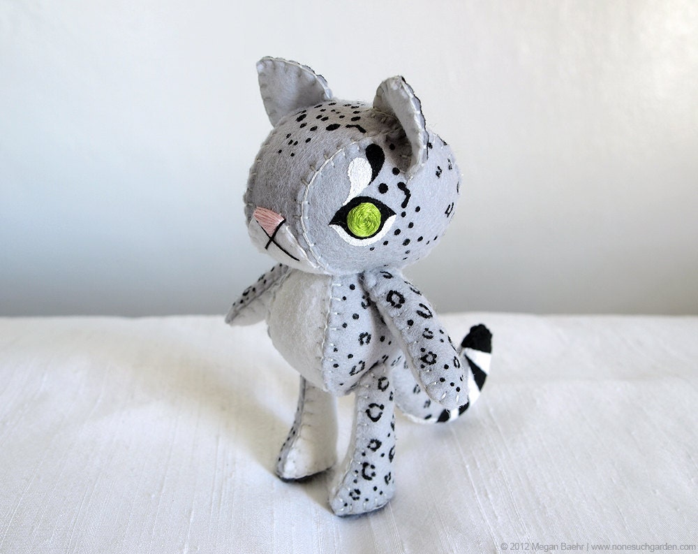 Snow Leopard Plush Art Doll, Hima (Made to Order)