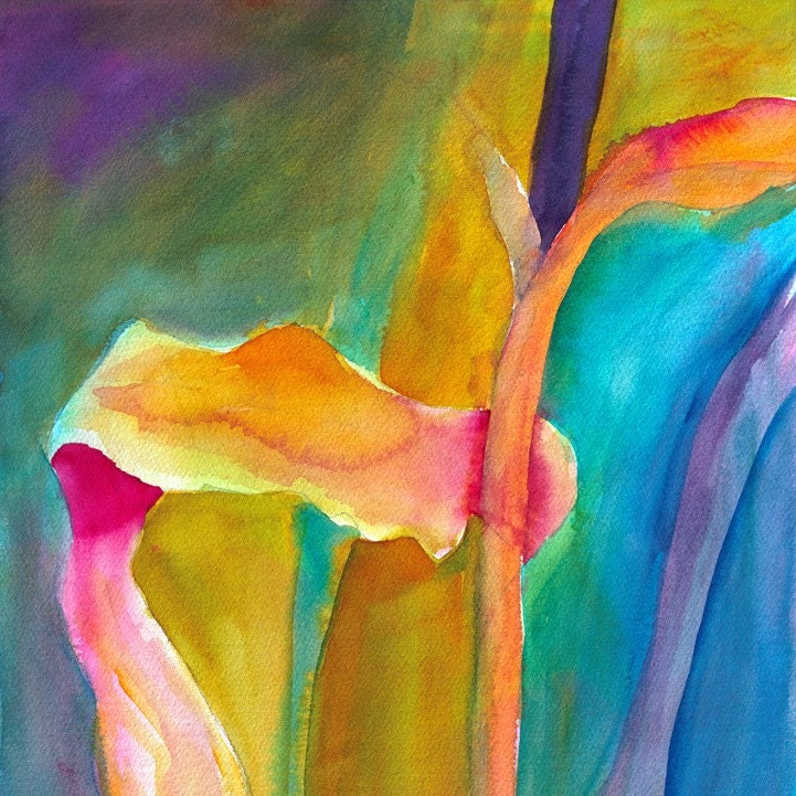 Tropical Abstract - Original Watercolor, Unframed - LynnCyrArt