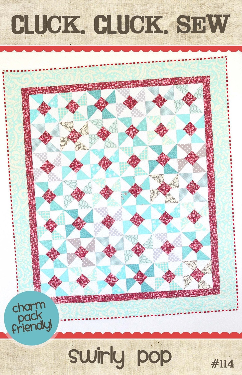 FREE SHIPPING with fabric purchase---Swirly Pop Quilt Pattern by Cluck. Cluck. Sew