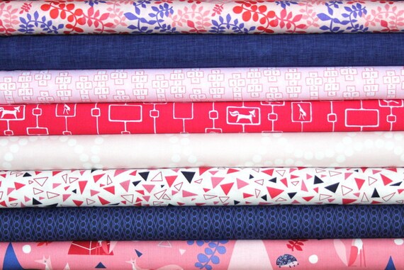 fat quarter bundle (foxes at play)--misc. designers--8 pieces--2 yards total
