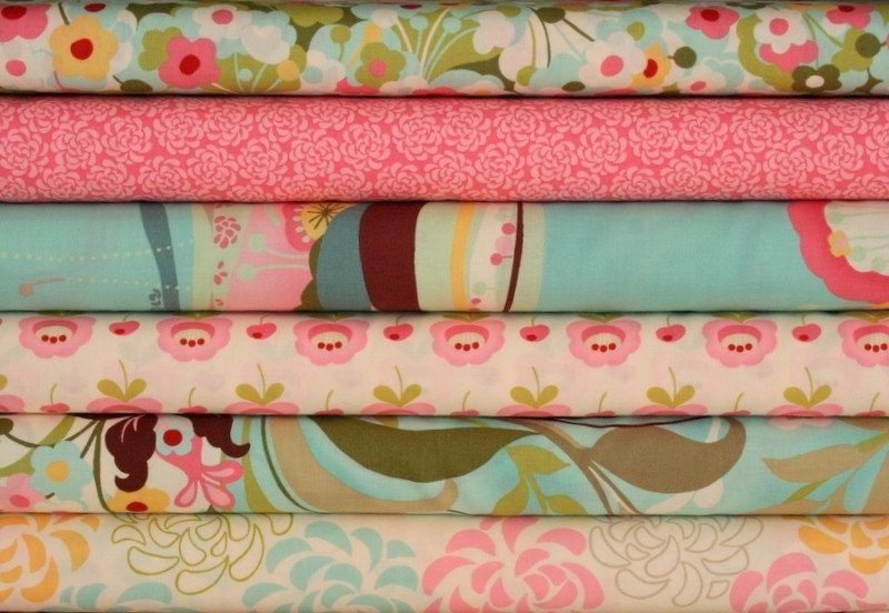 fabric bundle--6 one-half yard pieces (3 yards total) from the Hunky Dory Collection, Chez Moi, Moda Fabrics