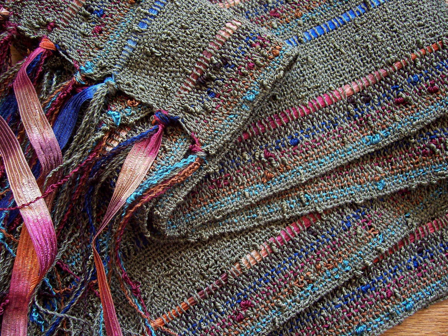 handwoven scarf in olive, lightweight