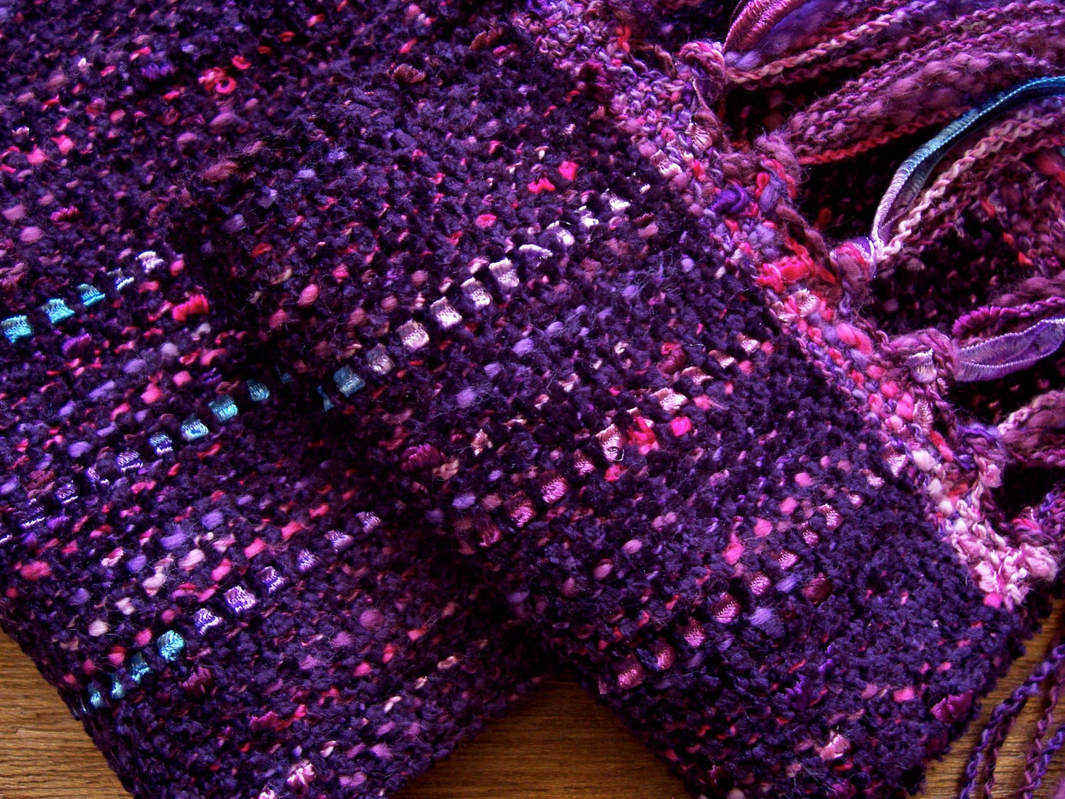 handwoven scarf blackberry, long