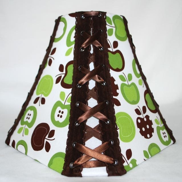 Brown and Green Apples Corseted Lampshade