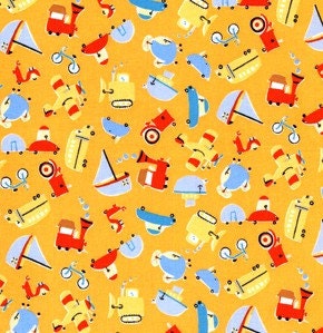 1\/2 Yard - David Walker - Oh Boy -Small Vehicles - Orange