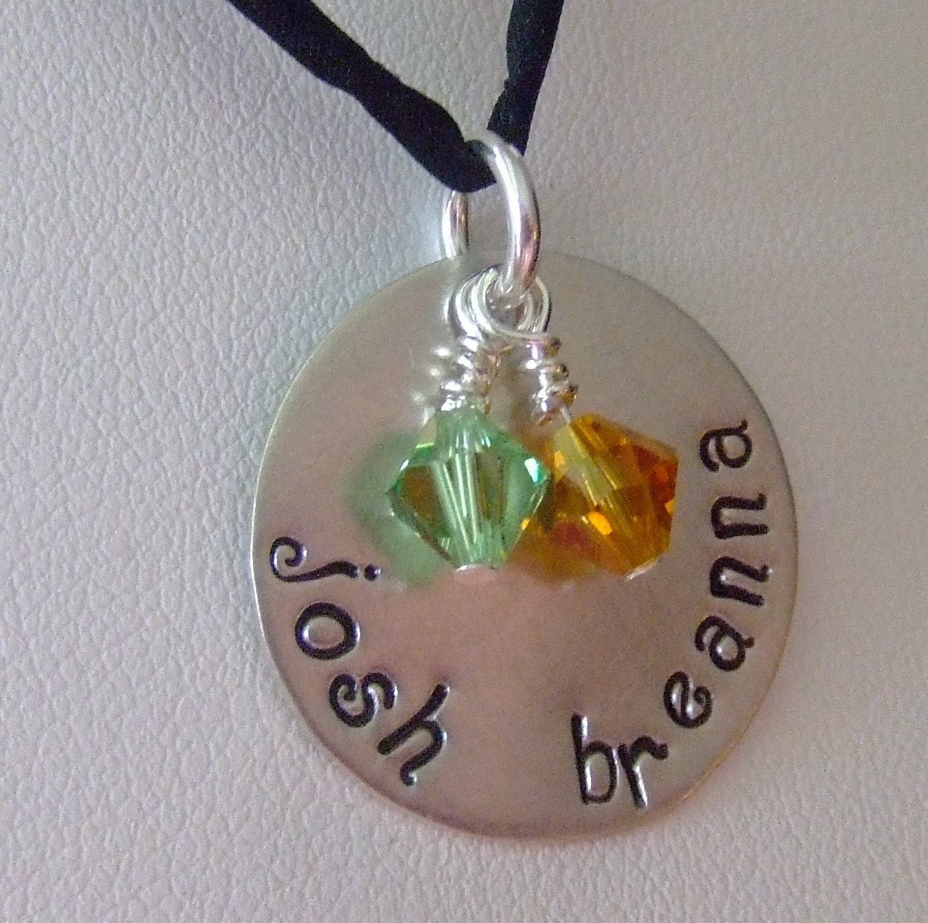 Handstamped Sterling Silver Childrens Name and Birthstone Necklace for Mothers and Grandmothers