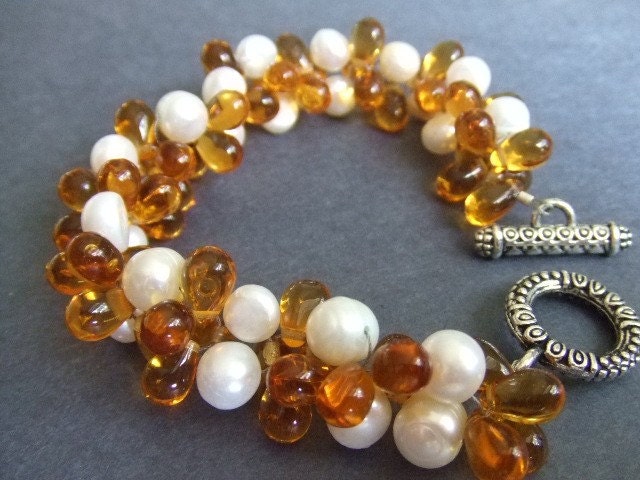 Amber and Pearl Bracelet