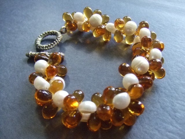 Amber and Pearl Bracelet