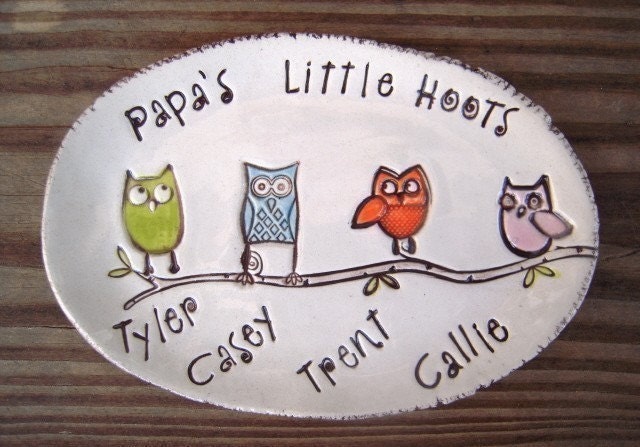 Mothers Day - Fathers Day - Little Hoots dish - up to 4 owls - Mom - Nana - Grandma - Dad - Grandpa