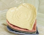 Yellow Rose Heart Trinket Dish Ring Holder Valentine Love