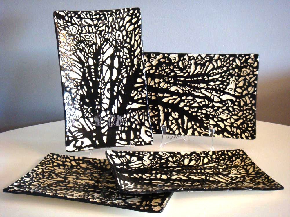 Set of Four Branch Trays