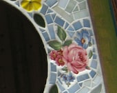 Mirror Mosaic with Hearts and Flowers off Set By a Funky Colored Frame