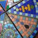 MOSAIC Beautiful Recycle/Upcycled Round End Table with wrought iron base