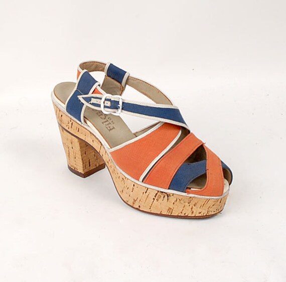 Vintage 70's Platform Sandals Shoes Cork Sole by northstarvintage
