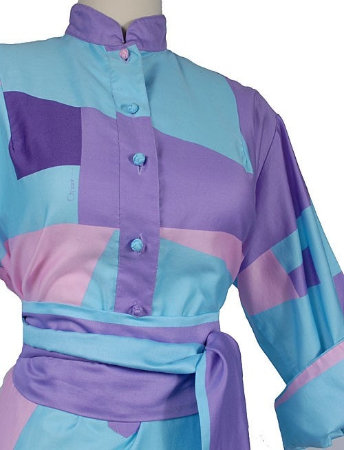 Vintage 70's Catherine Ogust Penthouse Gallery Geometric Sash Dress