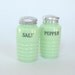 Vintage 1940s Green Jadeite Jadite Art Deco Salt and Pepper Shakers with Lids