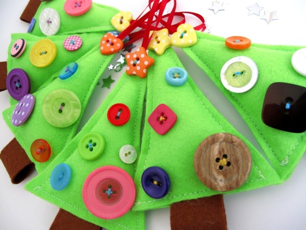 Christmas Decoration Felt Tree dipped in buttons ONE