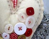 Decoration Scandi Hanging Heart x Red and Cream