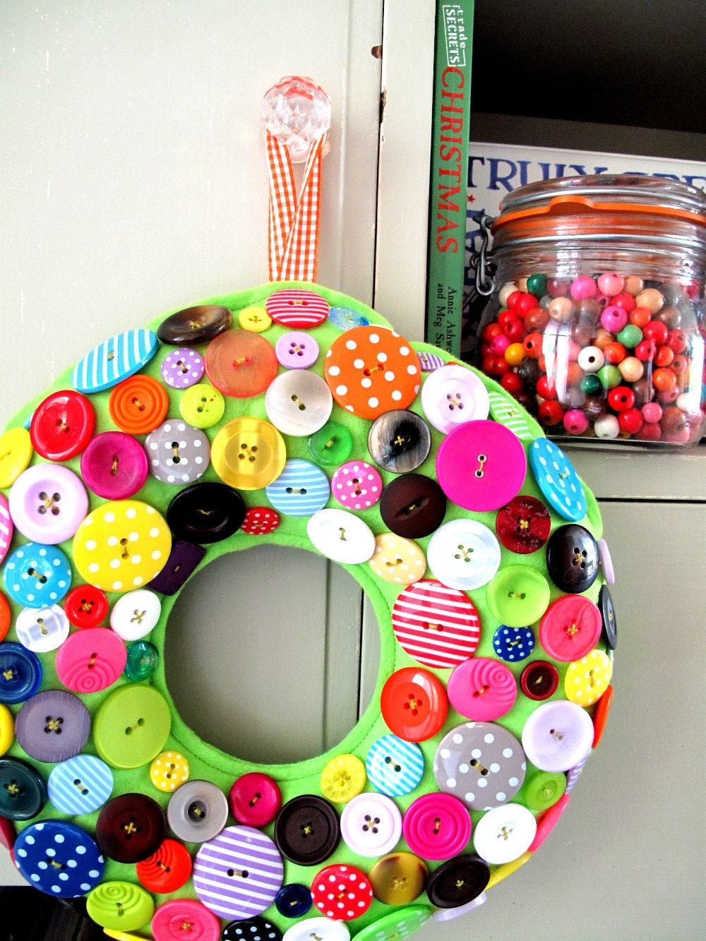 Wreath for Christmas GIANT Lime smothered with sweetie looking Buttons