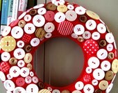 Wreath for Christmas GIANT size in Red and White Scandi colour theme Buttons. SOLD OUT made to order